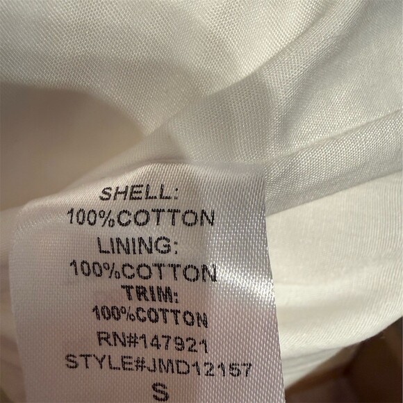 Just Me Dress Womens Size S White Eyelet Ruffle Tiered Mini Button Front - Picture 4 of 4